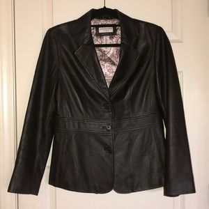 Covington black genuine leather blazer jacket